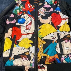 Members Only Black Multicolor Cartoon Bomber Jacket